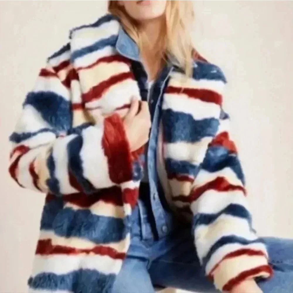 Anthropologie Leona Faux Fur Statement Jacket coat Animal Print